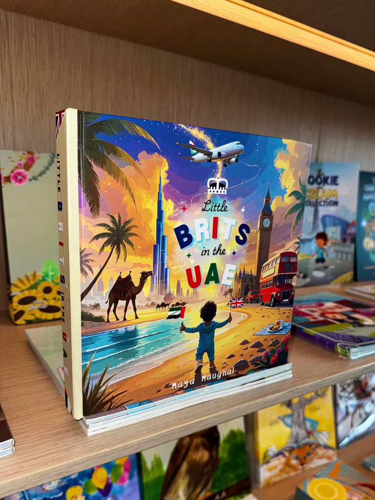 A physical copy of the Little Brits in the UAE book in the national library of the UAE